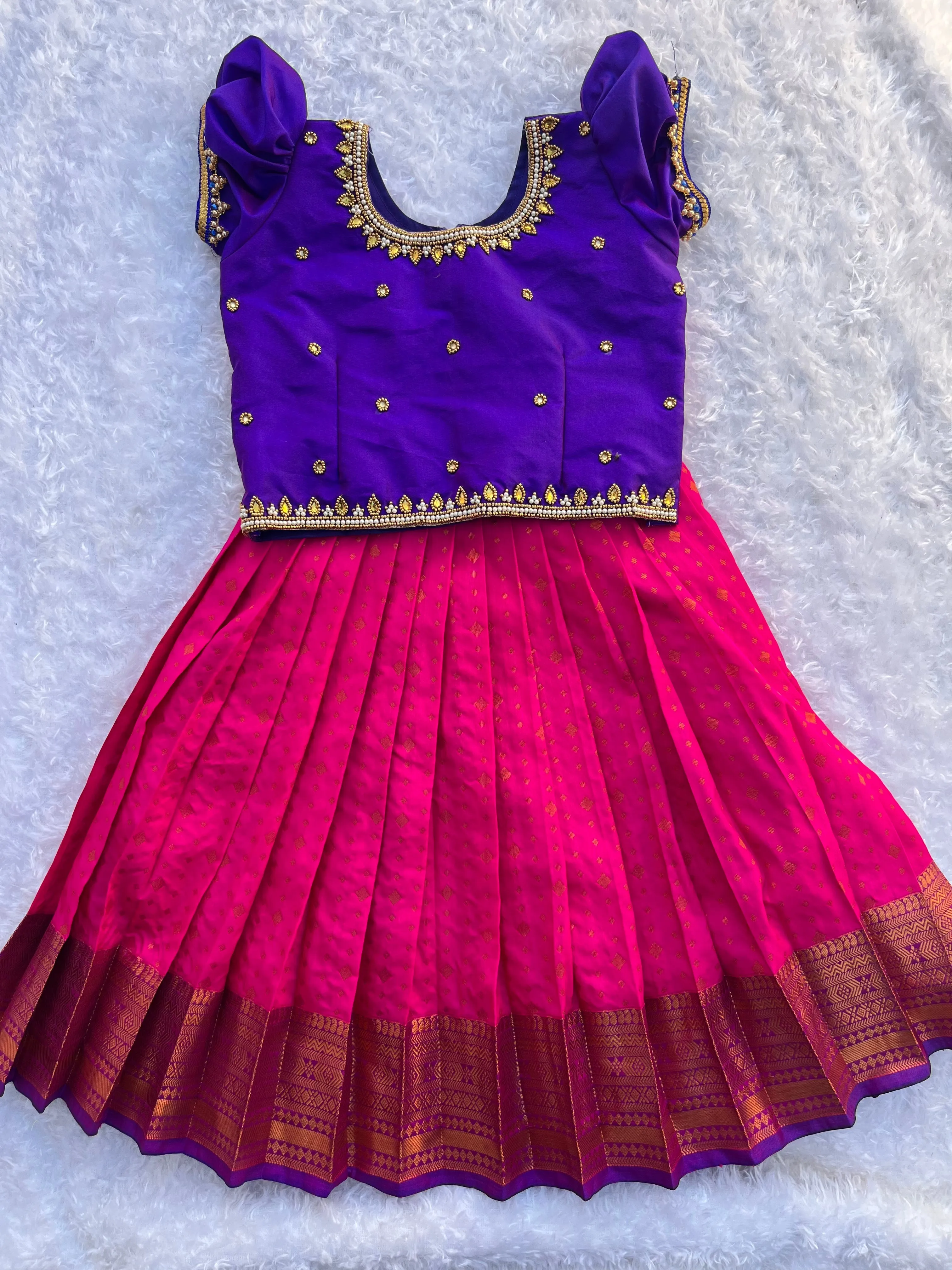 PRE ORDER : 2-in-1 Semi Silk Frock with Overcoat with Aari Work