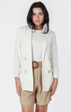 Room 34 Open Linen Blazer || Natural