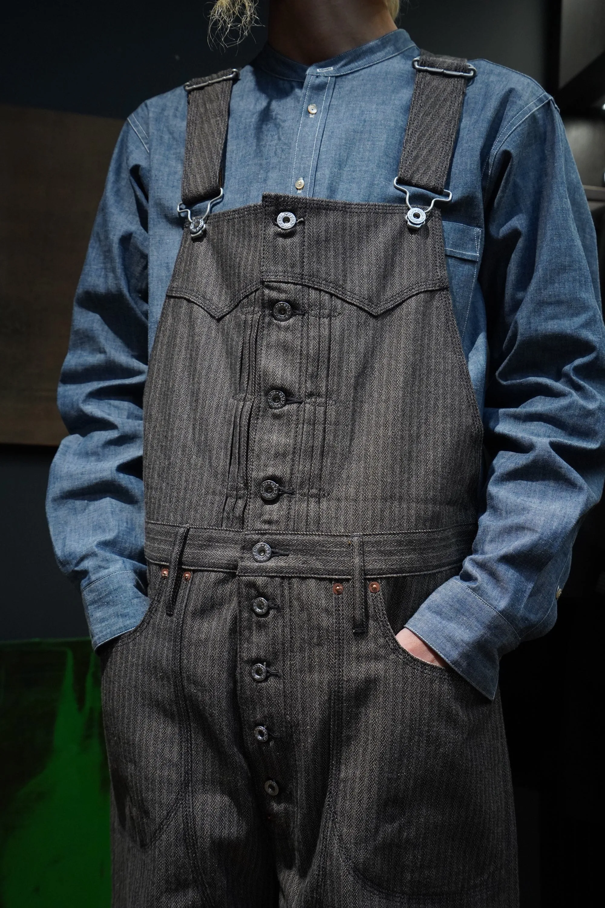 SUGARHILL HERRINGBONE OVERALL (GRAY HERRINGBONE)