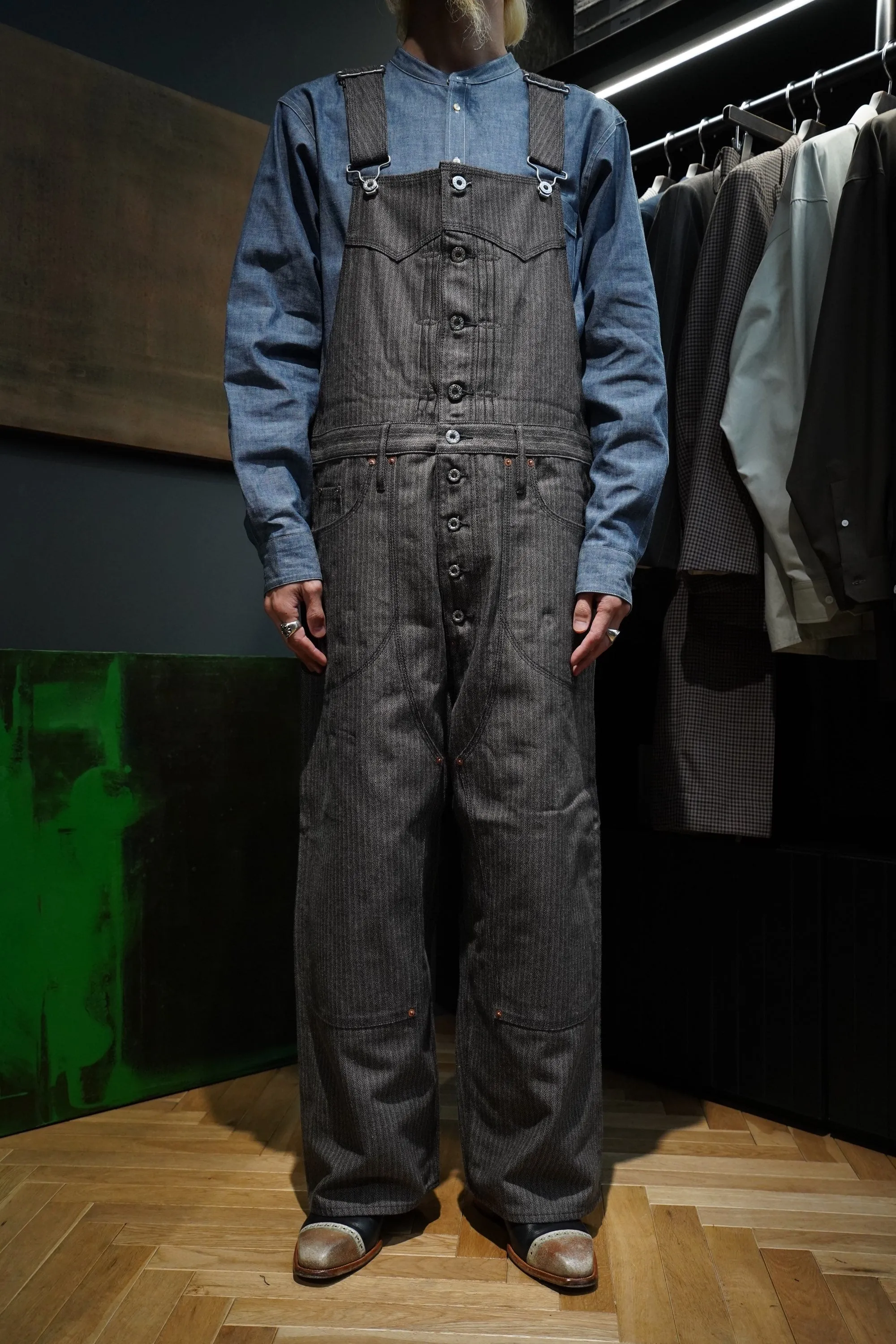 SUGARHILL HERRINGBONE OVERALL (GRAY HERRINGBONE)