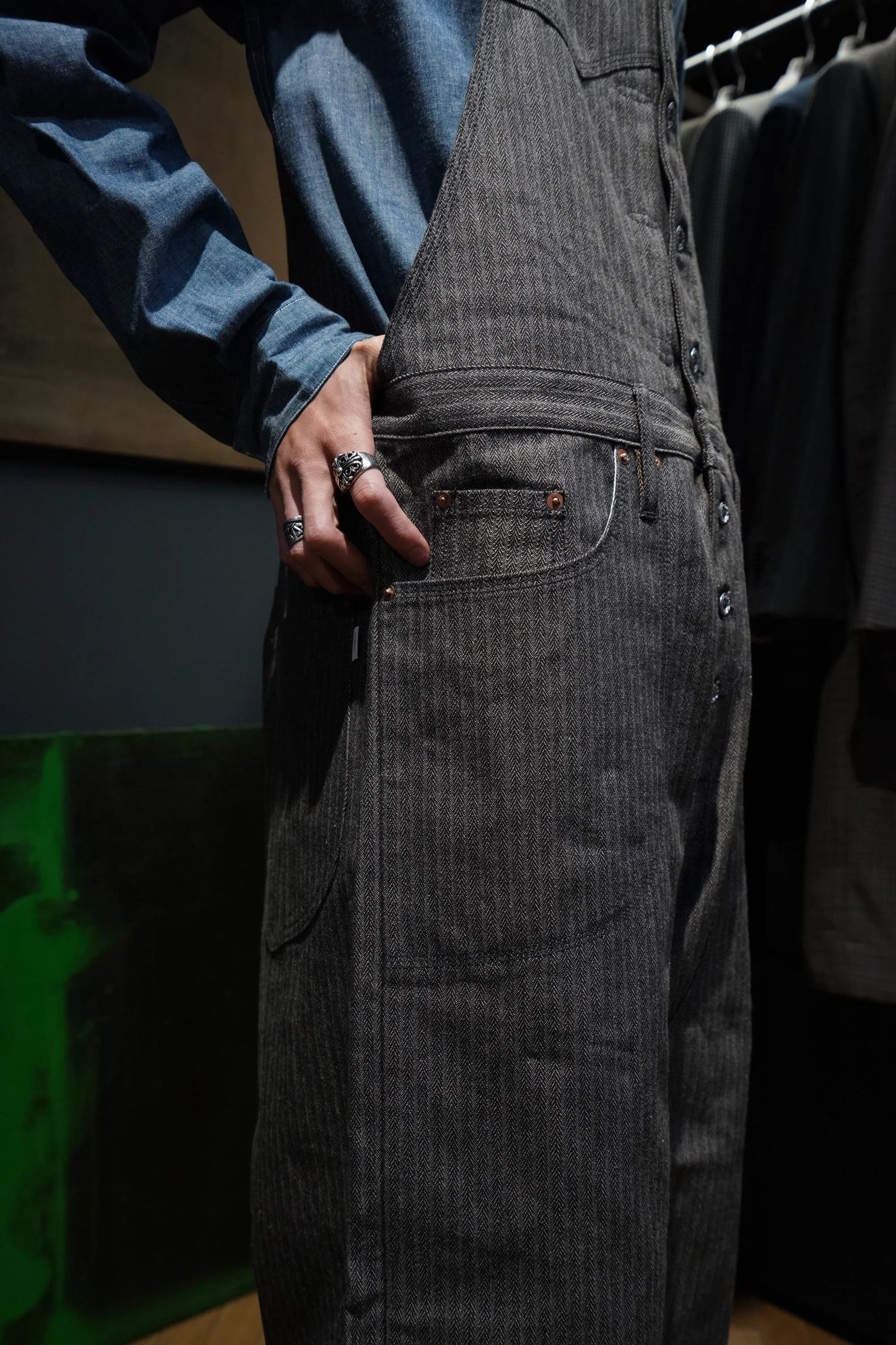 SUGARHILL HERRINGBONE OVERALL (GRAY HERRINGBONE)