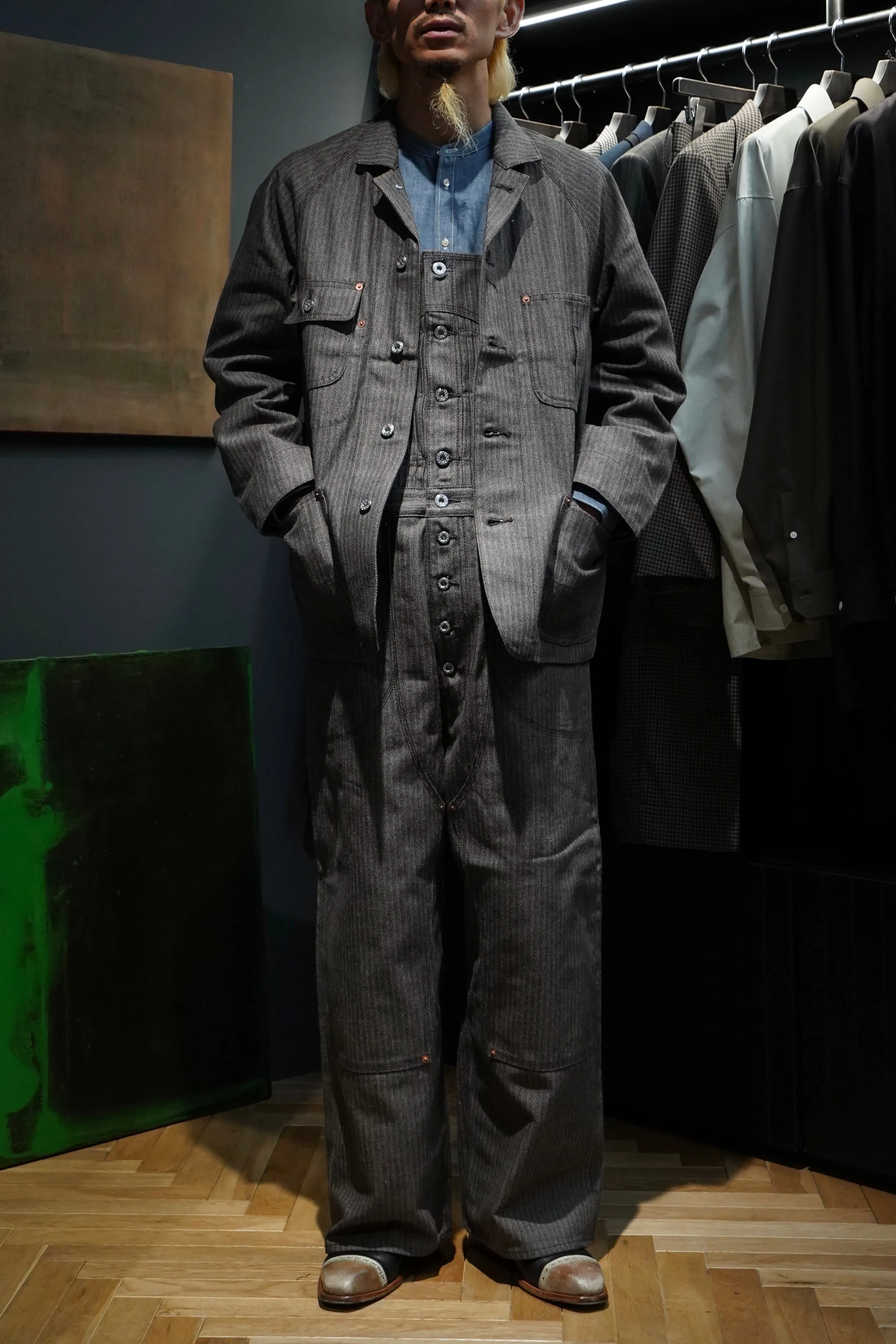 SUGARHILL HERRINGBONE OVERALL (GRAY HERRINGBONE)