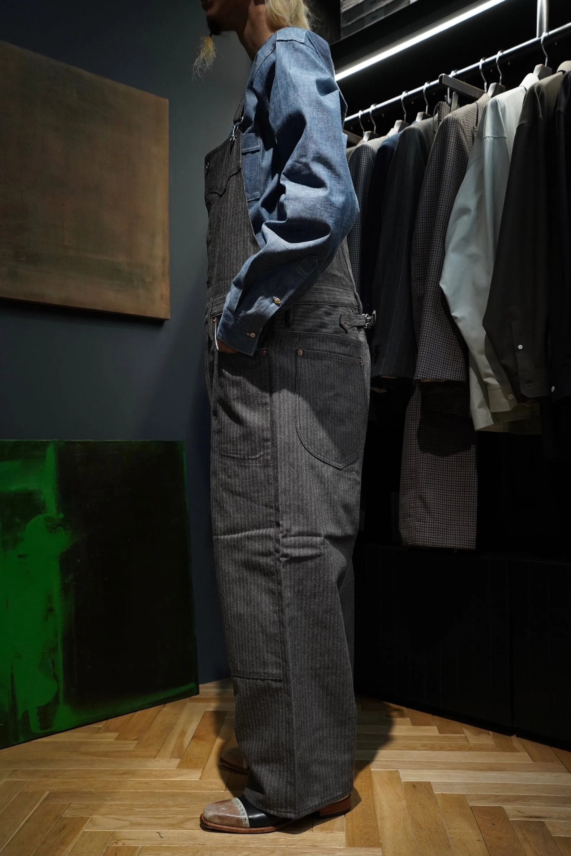 SUGARHILL HERRINGBONE OVERALL (GRAY HERRINGBONE)