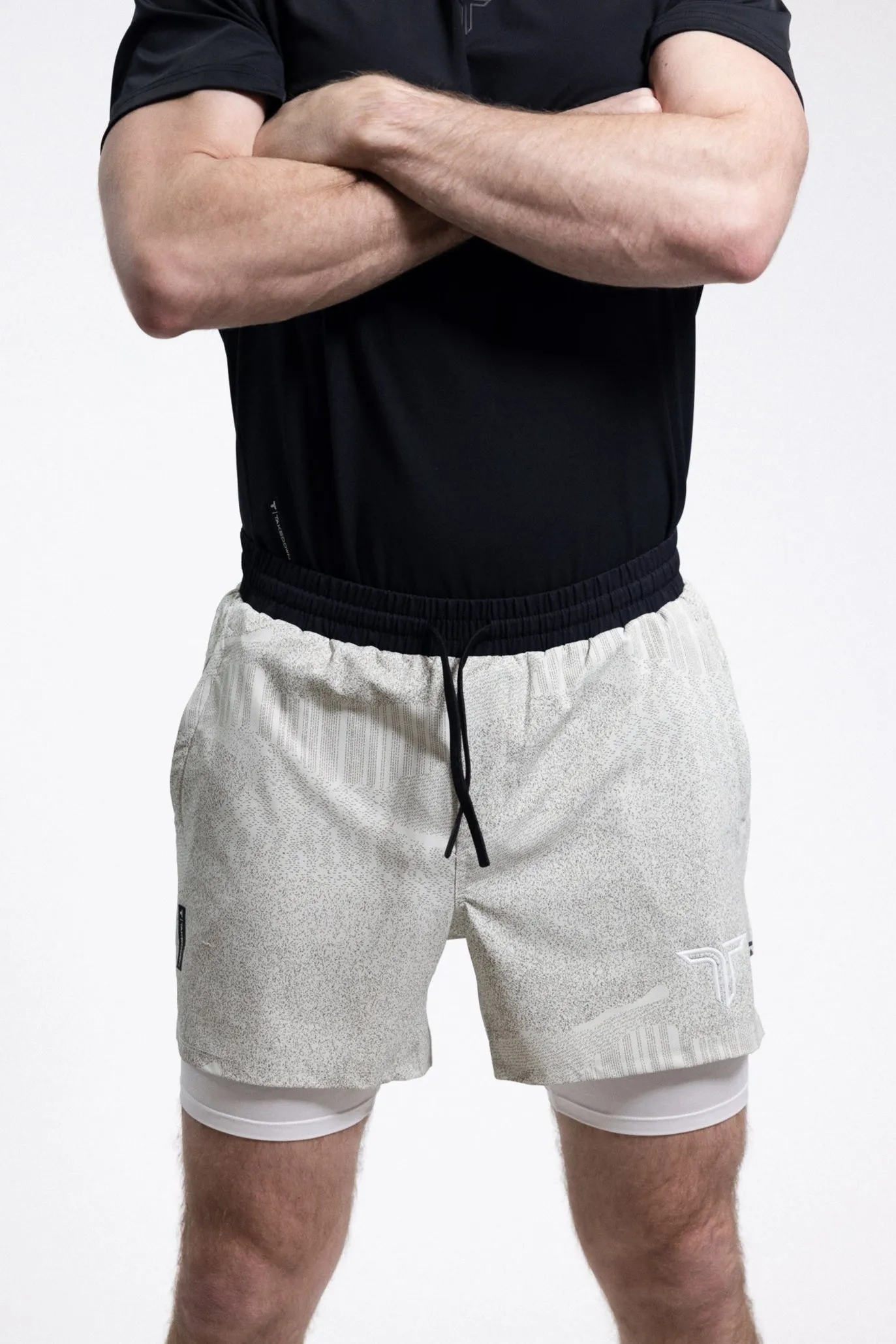 T-Tech Lined Training Shorts (5" Inseam)- White Night Vision