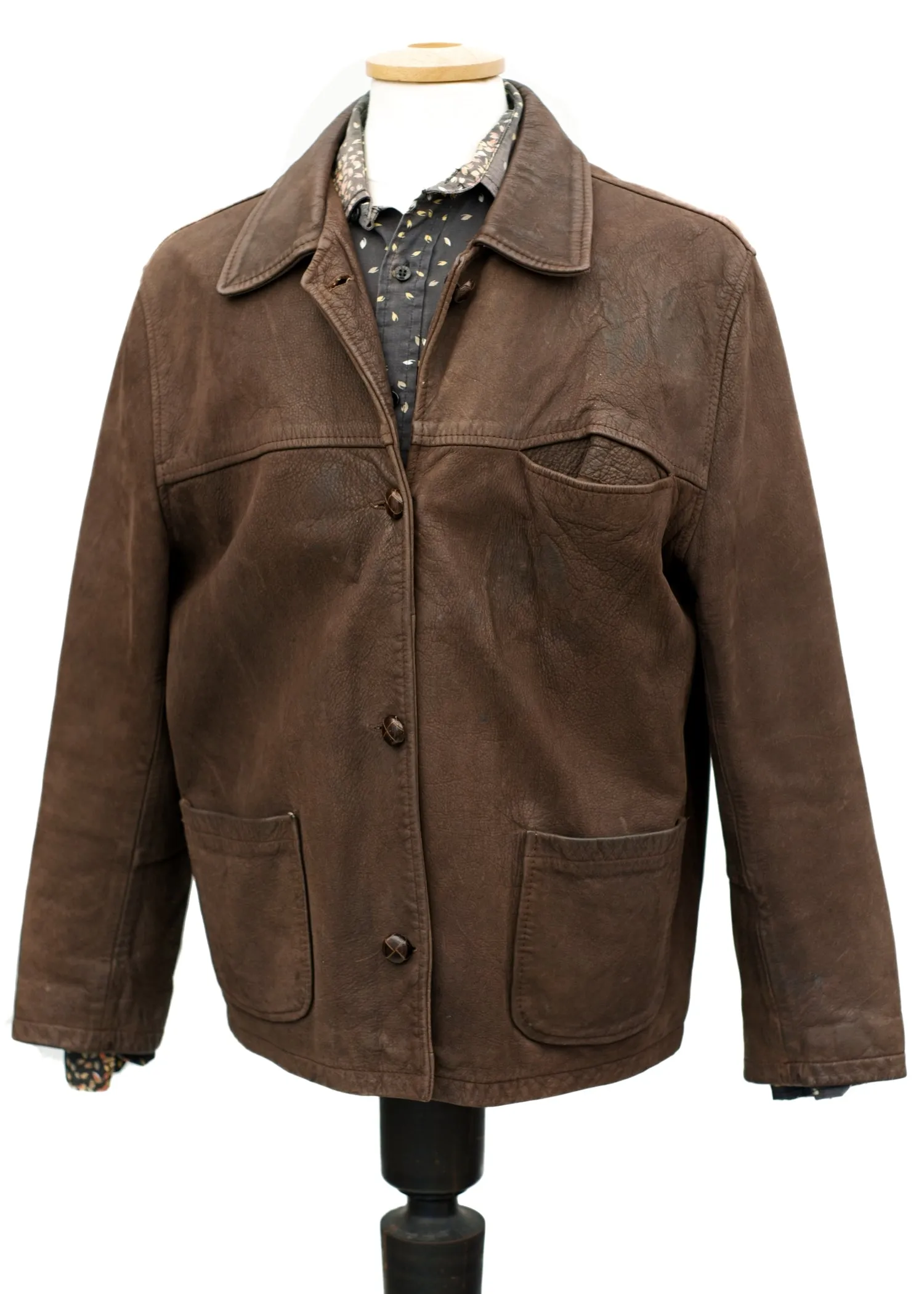 Vintage 60s Brown Suede Leather Box Jacket • 44" - 46"