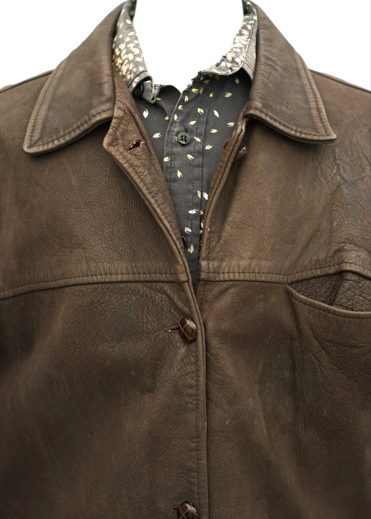 Vintage 60s Brown Suede Leather Box Jacket • 44" - 46"
