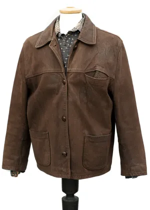 Vintage 60s Brown Suede Leather Box Jacket • 44" - 46"