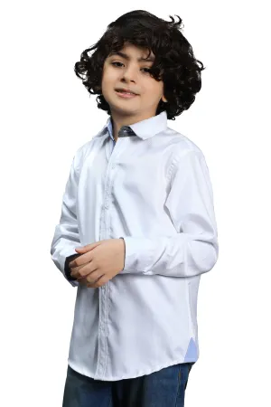 White Herringbone Casual Shirt