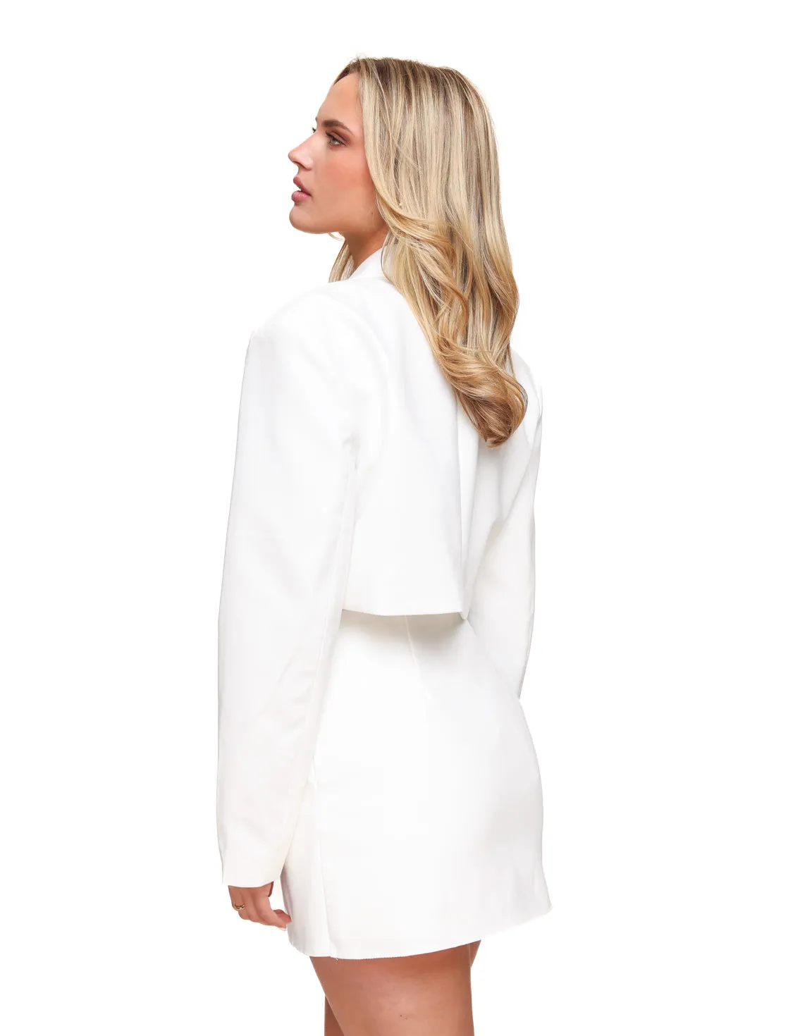 Witte Linnen Cropped LS - Blazer