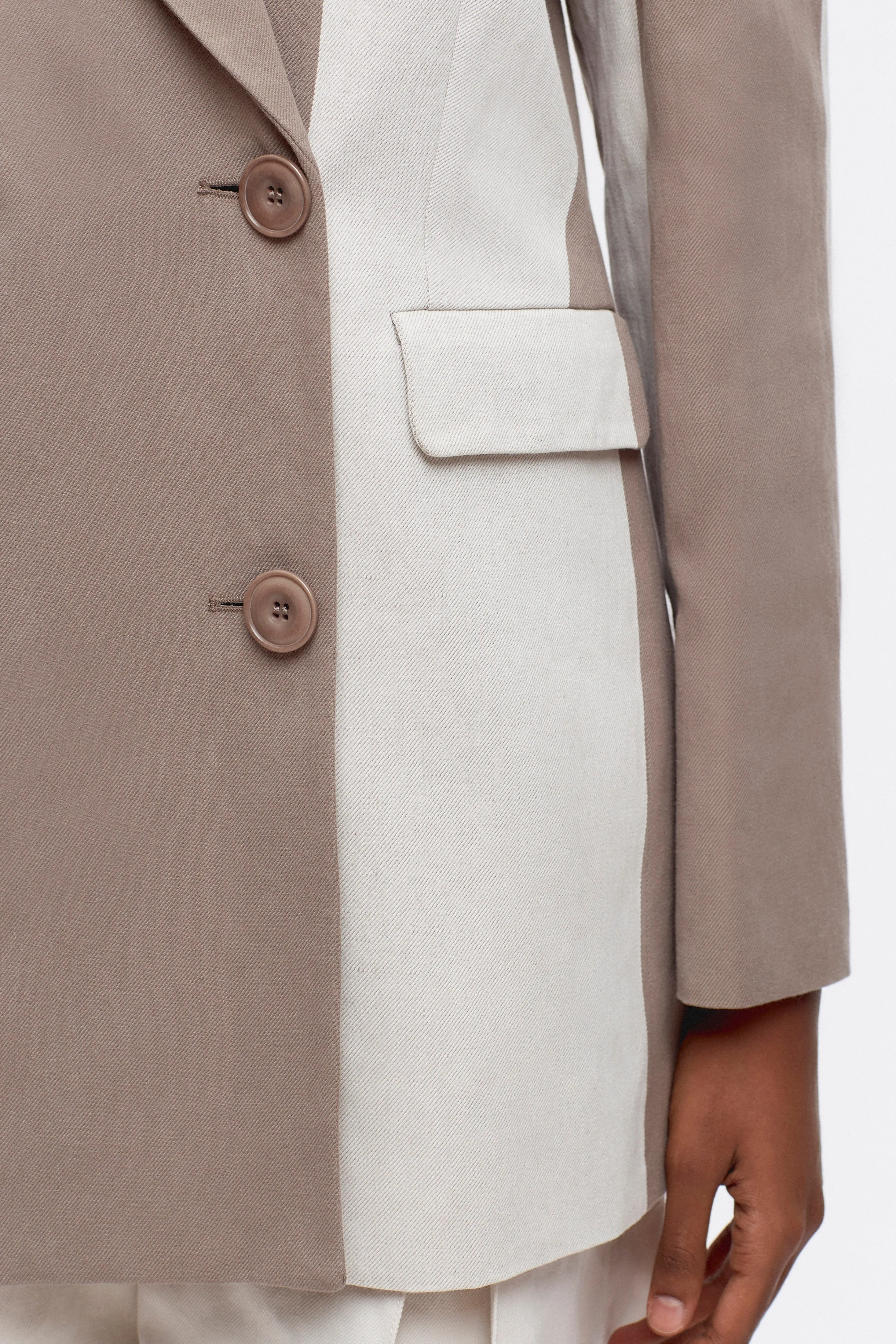 Women's Linen Station Blazer in Birch/Brindle Stripe