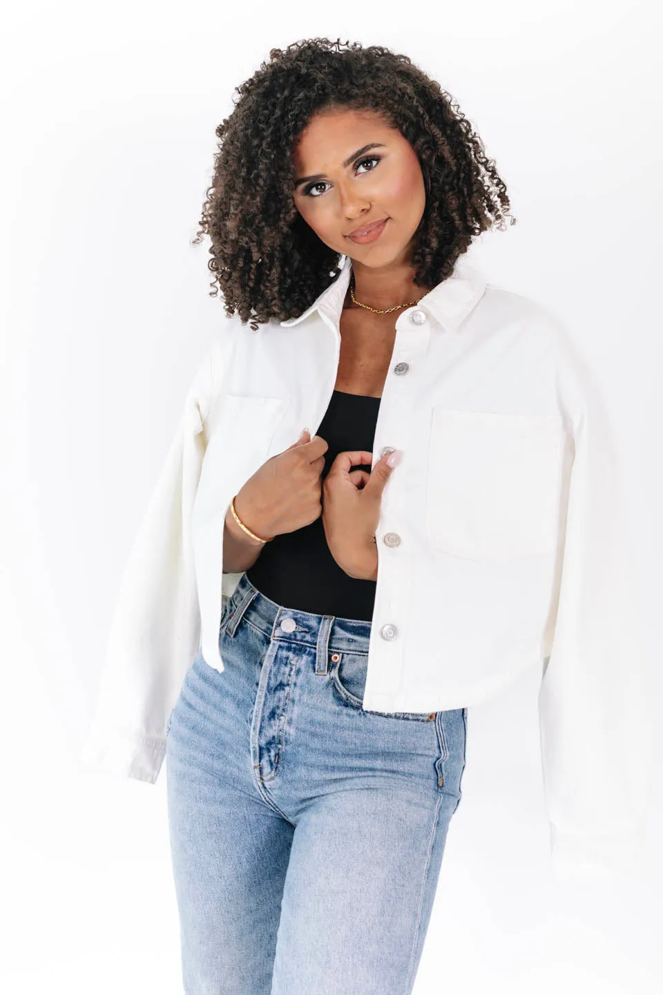 Z Supply All Day Cropped Denim Jacket - Bone